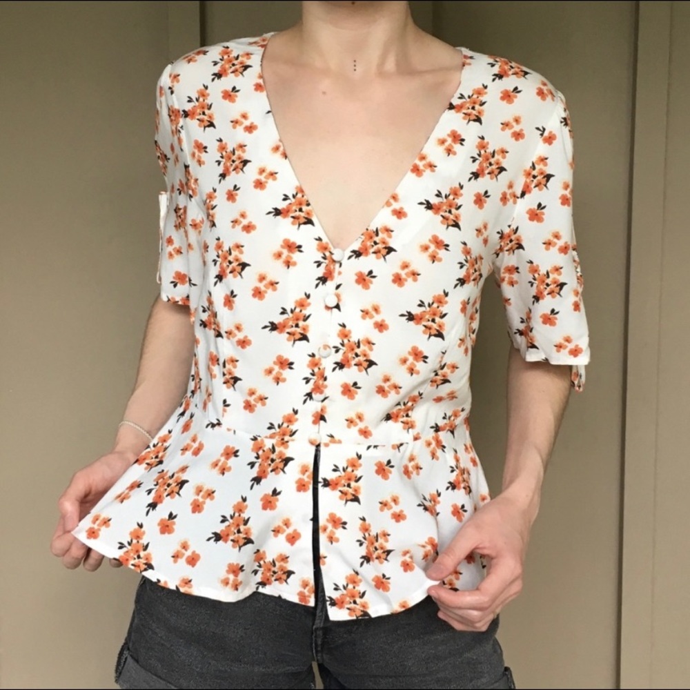 Retro Floral Flutter Top